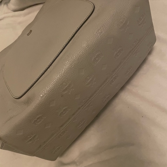 MCM Klara Monogrammed Beige Leather Hobo Shoulder Handbag - Picture 8 of 11